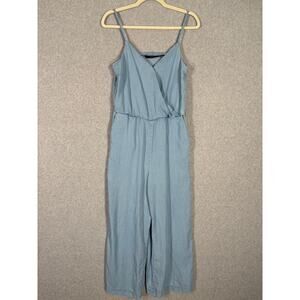 Vero Moda Chambray Jumpsuit Womens Small Blue Crop Sleeveless Tencel Resort‎